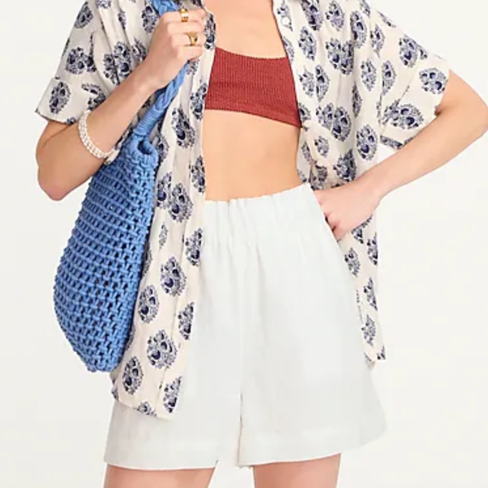 J Crew Pull-on Linen Shorts - White, XS